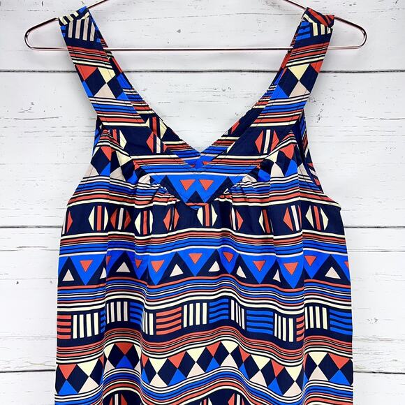Marc by Marc Jacobs Silk Dress Size Small Aztec Print V Neck Waist Tie Y2K Retro - Picture 4 of 13